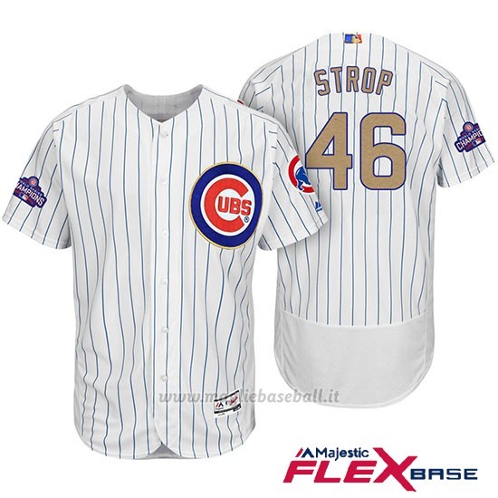 Maglia Baseball Uomo Chicago Cubs 46 Pedro Strop Bianco Or Program Flex Base